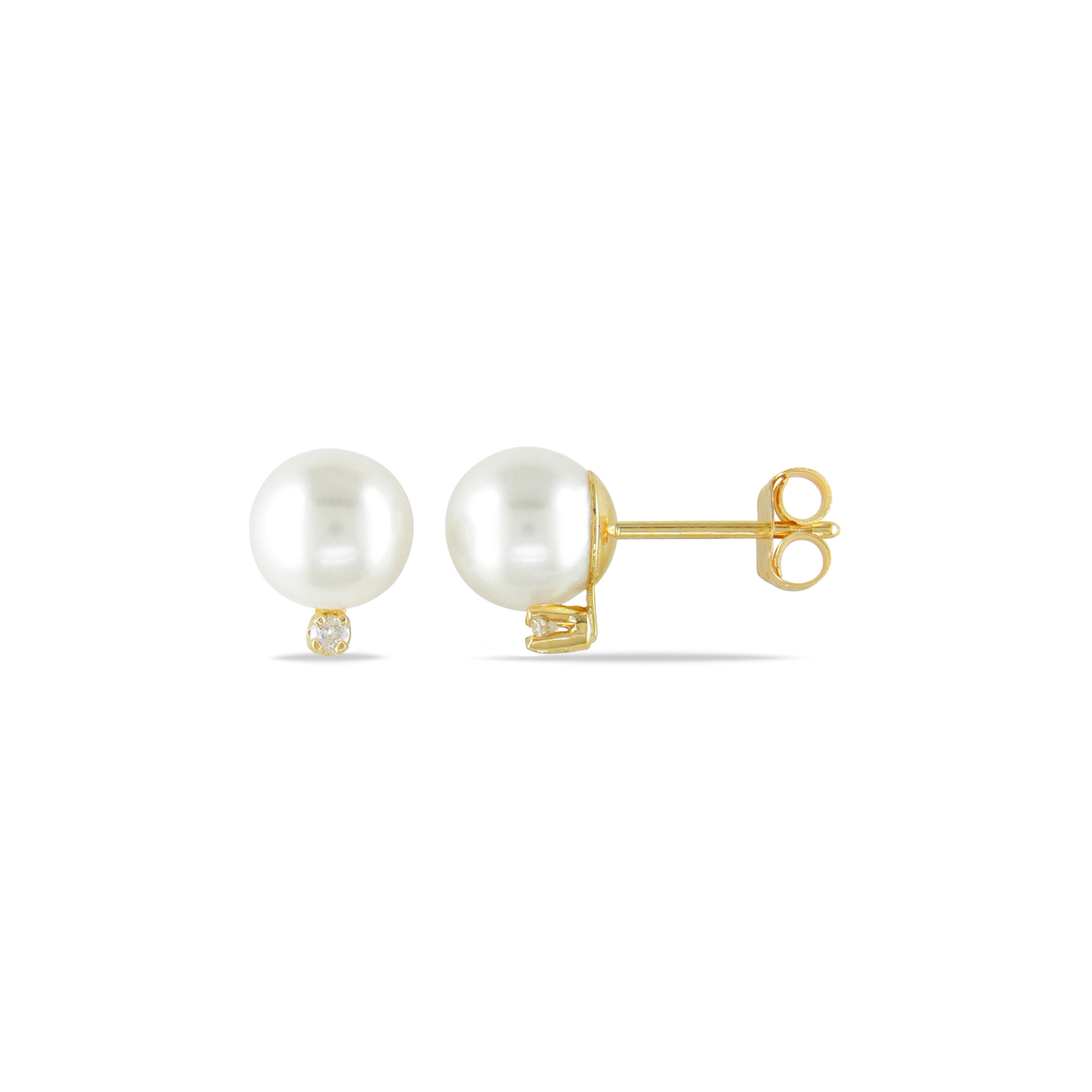 Boutons d'oreilles perles & diamants