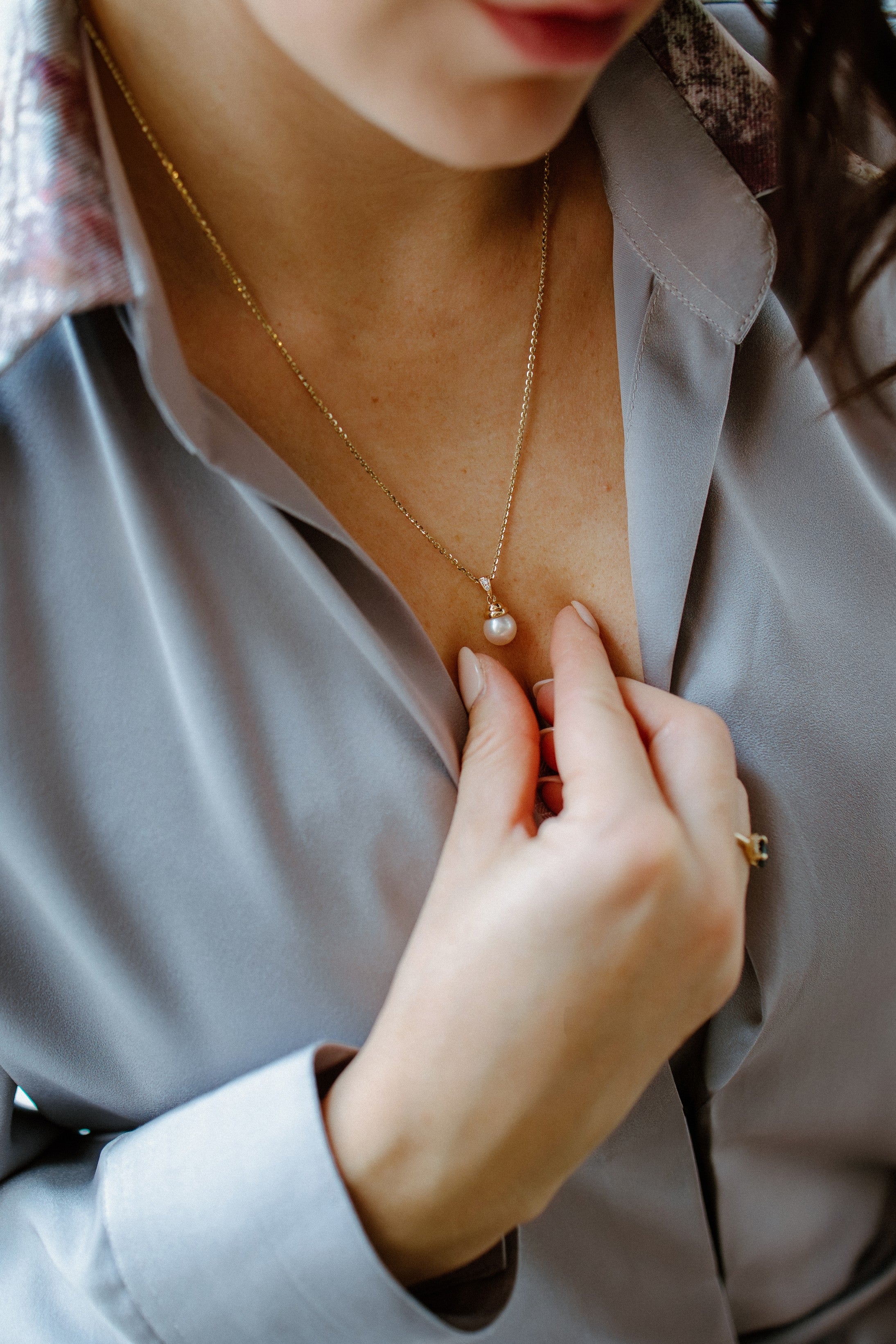 Pendentif perle et diamants