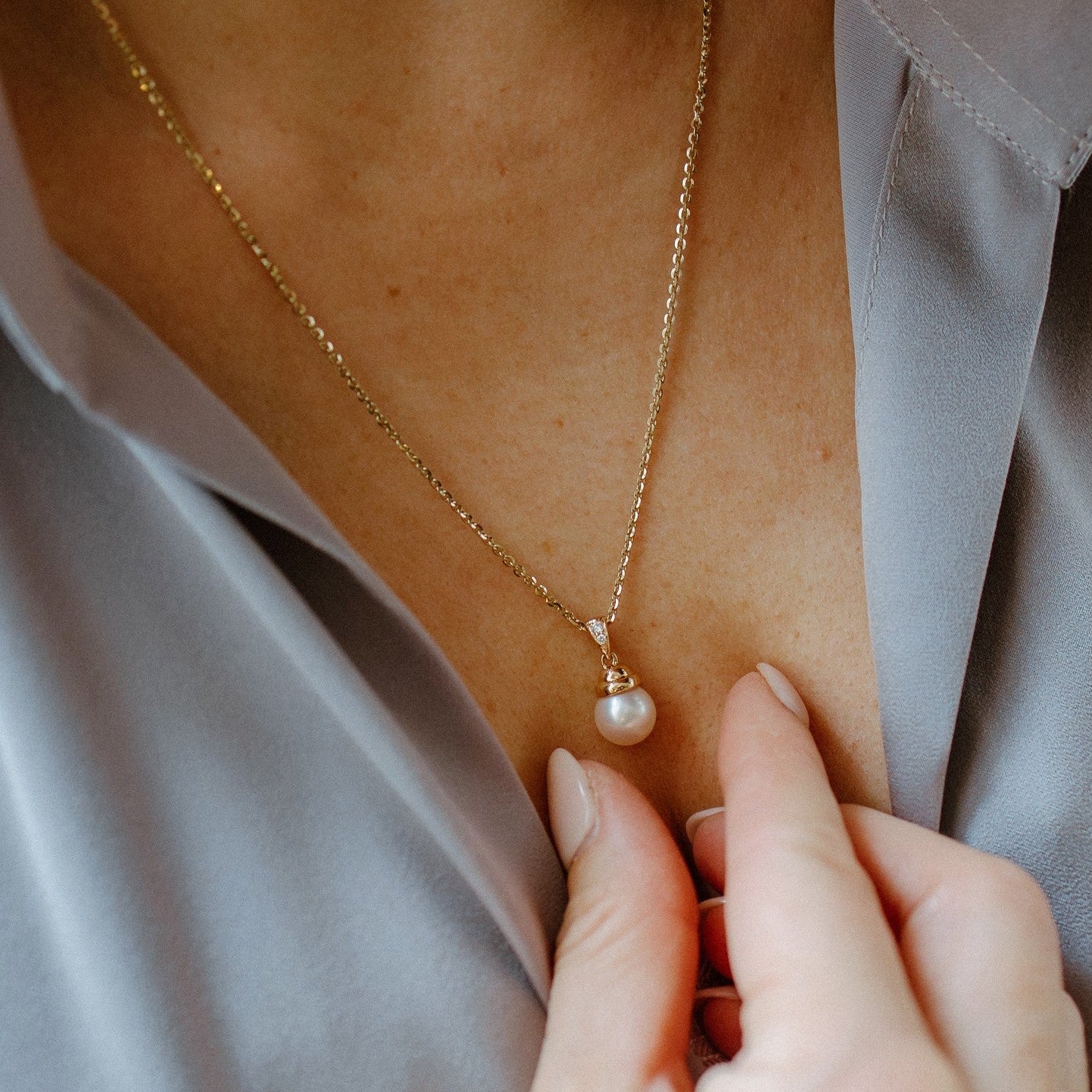 Pendentif perle et diamants