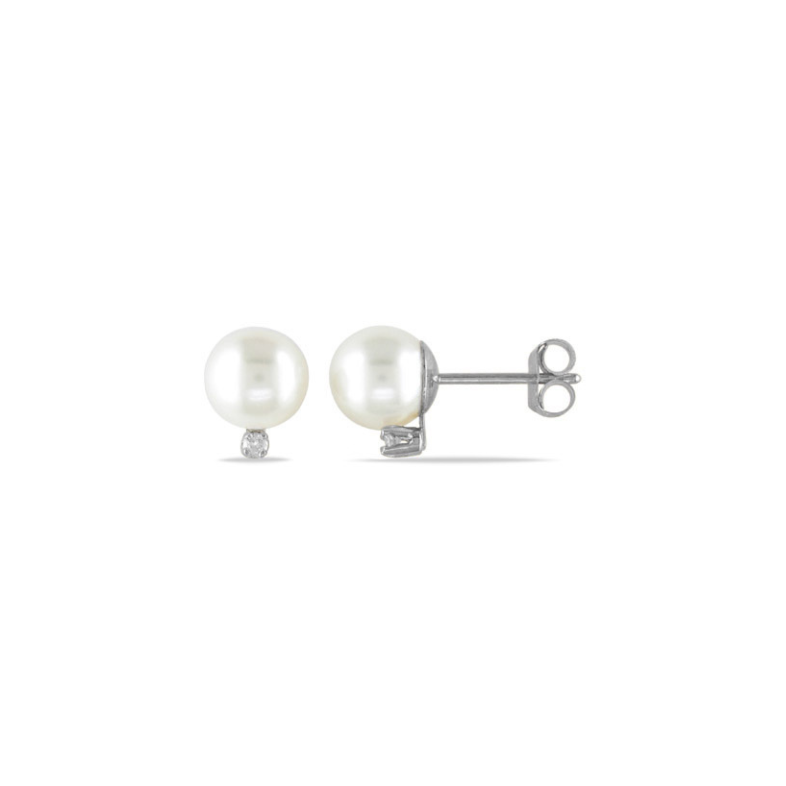 Boutons d'oreilles perles & diamants