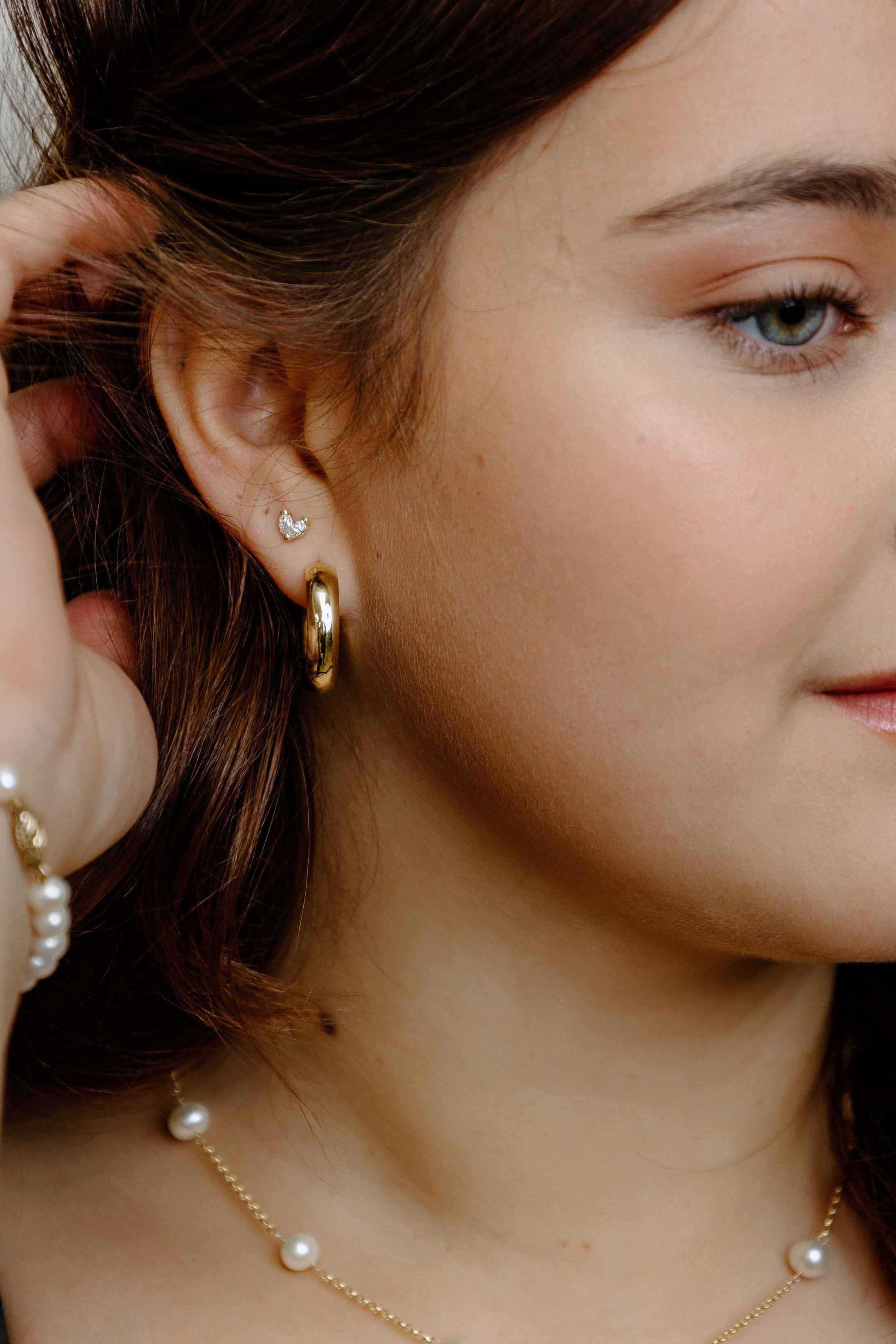 Boutons coeur à diamant marquise