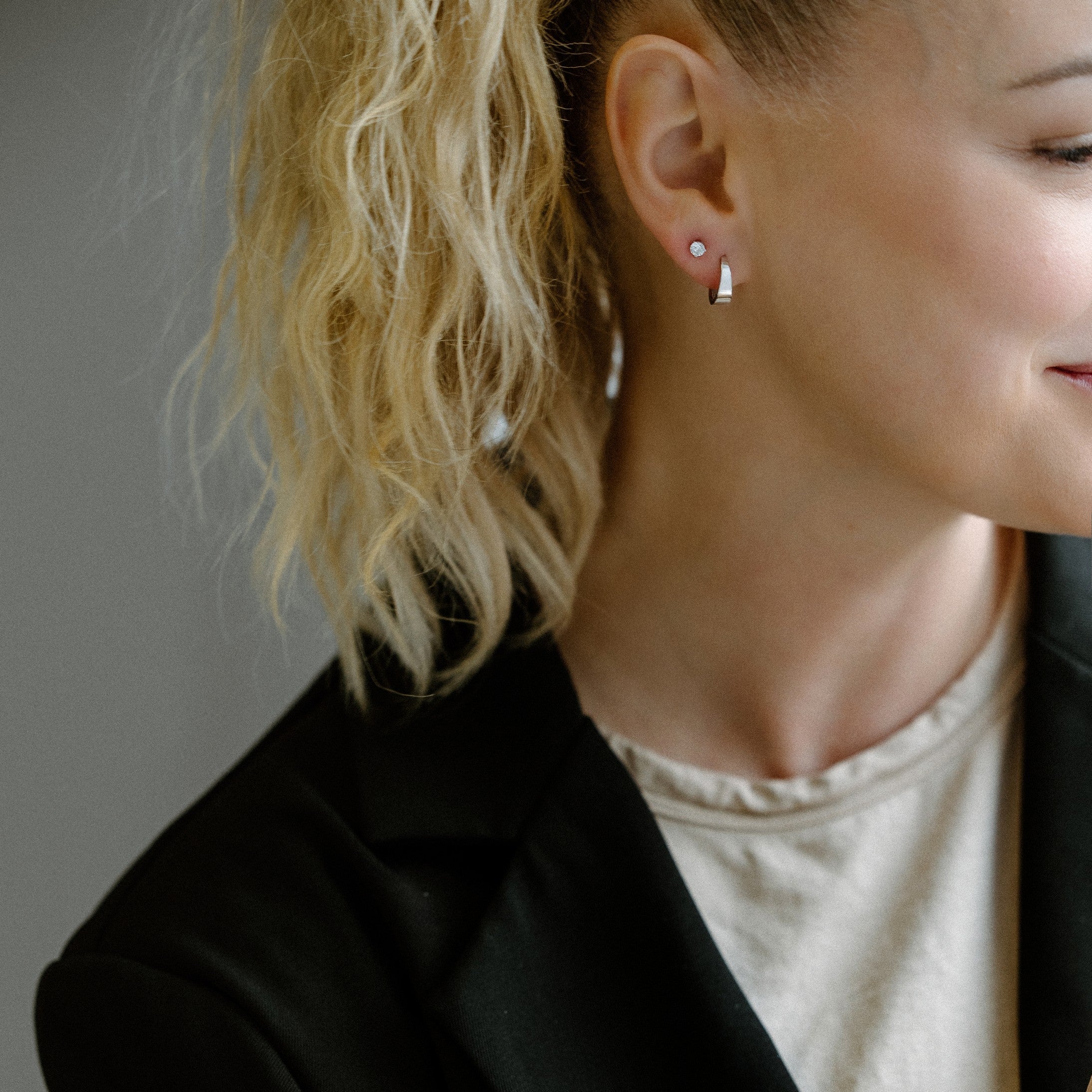 Huggies dômes - Fini carré (or blanc)