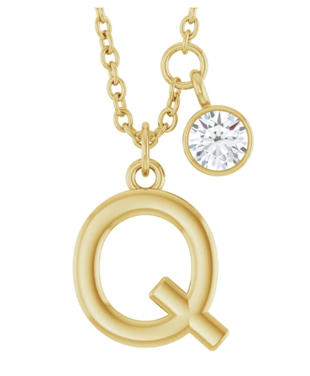 Collier initiale avec diamant
