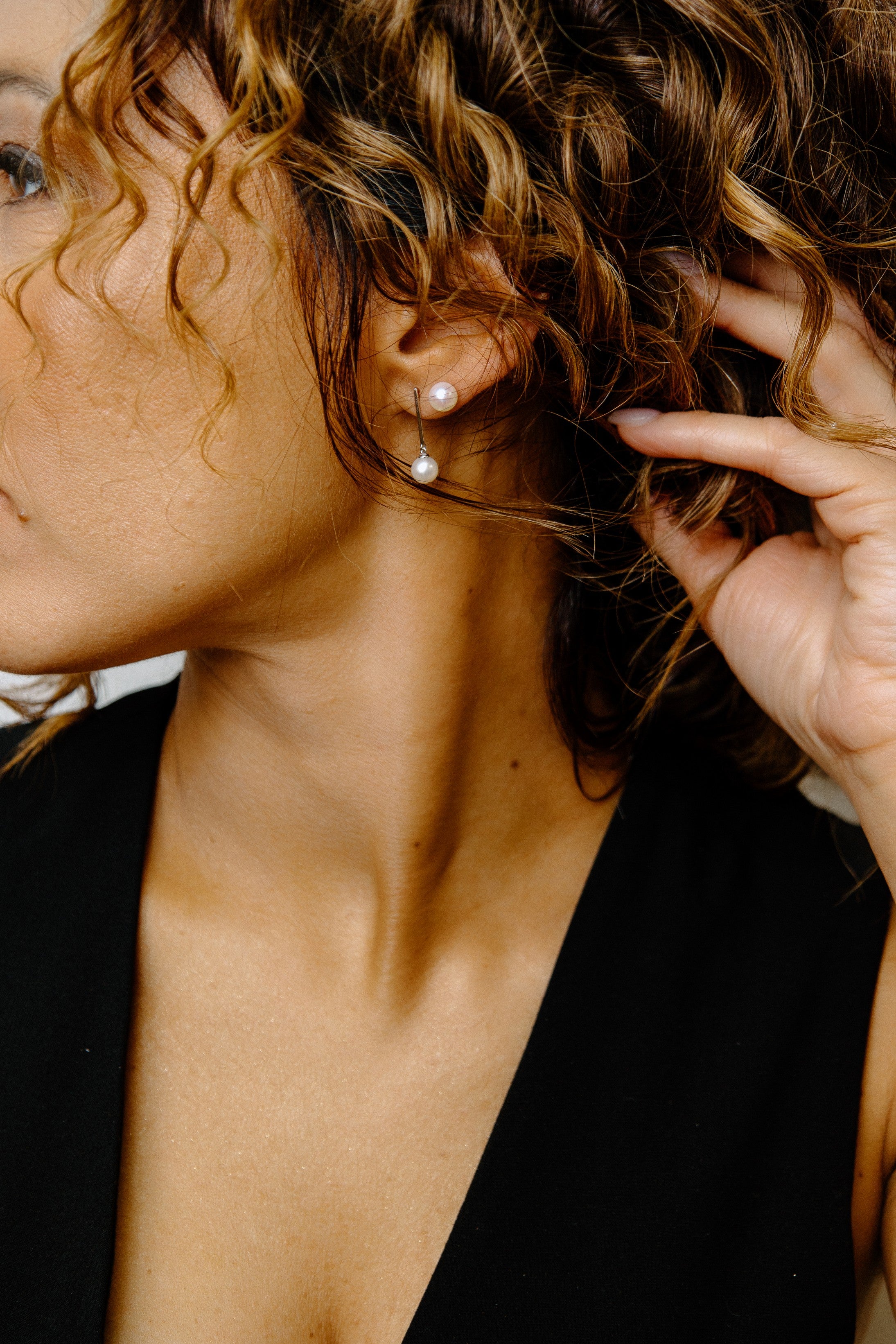 Boucles d'oreilles minimalistes en perles de culture d'eau douce